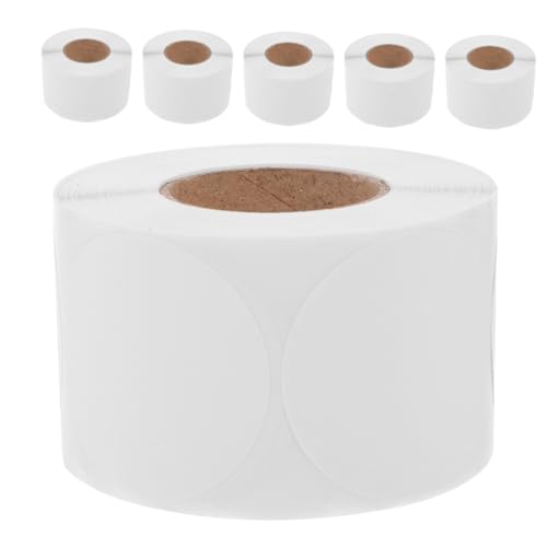 HOMSFOU 6 Rollen Rundetiketten Selbstklebend Weiß Siegelaufkleber Verpackungsetiketten Für Büro Versand Geschenkverpackung von HOMSFOU