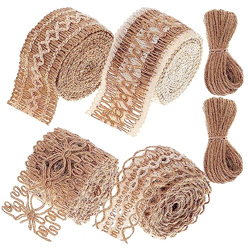 HOMSFOU 6 Rollen Vintage Jute Ribbon Spitzenband mit Juteschnüren für Diy Bastelprojekte Hochzeitsdekoration Scrapbooking und Mehr HOMSFOU 6 Rollen Vintage Jute Ribbon Spitzenband mit Juteschnüren für Diy Bastelprojekte Hochzeitsdekoration Scrapbooking und Mehr von HOMSFOU