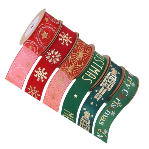 HOMSFOU 6 Rollen Weihnachtsband Breit Strapazierfähiges Geschenkband für Verpackung Basteln Schleifen Bouquet-dekoration Festliche Weihnachtsbaum Geschenkverzierung HOMSFOU 6 Rollen Weihnachtsband Breit Strapazierfähiges Geschenkband für Verpackung Basteln Schleifen Bouquet-dekoration Festliche Weihnachtsbaum Geschenkverzierung von HOMSFOU