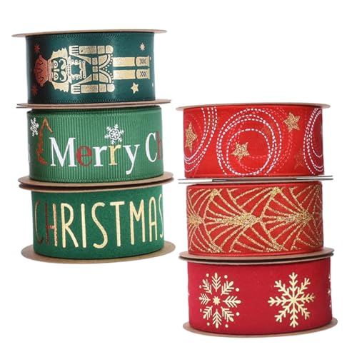 HOMSFOU 6 Rollen Weihnachtsband Festliche Geschenkband mit Goldfolie für Verpackung DIY Basteln Schleifen Weihnachtsbaumdekorationen HOMSFOU 6 Rollen Weihnachtsband Festliche Geschenkband mit Goldfolie für Verpackung DIY Basteln Schleifen Weihnachtsbaumdekorationen von HOMSFOU
