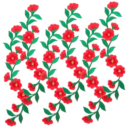 HOMSFOU 6 Stück Blumen Applikationen Rote Stickerei Bügelpatches für Kleidung Kleine Strapazierfähige Patches für Mädchen zur Reparatur und Dekoration von Textilien von HOMSFOU