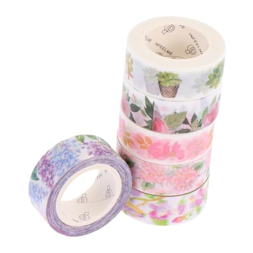 HOMSFOU 6 Stück Diy Scrapbook Washi Tape Blumenmuster Klebeband für Tagebuch Notizbuch und Bastelarbeiten Bunte Papierbänder für Kreative Projekte Gemischte Stile HOMSFOU 6 Stück Diy Scrapbook Washi Tape Blumenmuster Klebeband für Tagebuch Notizbuch und Bastelarbeiten Bunte Papierbänder für Kreative Projekte Gemischte Stile von HOMSFOU
