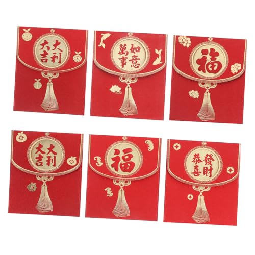 HOMSFOU 6 Stück Gefrertete Umschlagstasche Hochzeitsgeldumschläge chinesische neujahrsumschläge Geldhalter für Bargeld Umschläge zum Füllen von Bargeld Papier rot von HOMSFOU