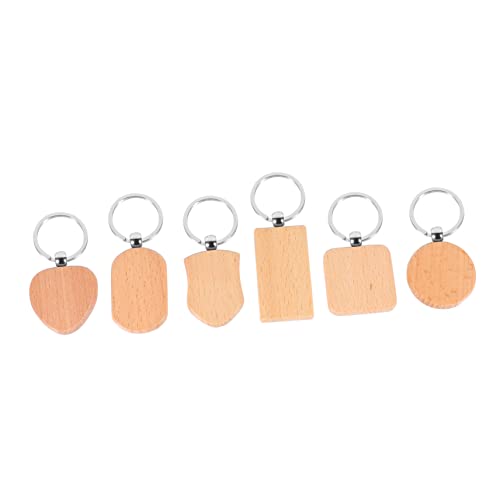 HOMSFOU 6 Stück Holz Schlüsselanhänger Blanko Diy Bastelbedarf für Schlüsselbunde Personalisierbare Holztags für Namensschilder und Dekoration von HOMSFOU