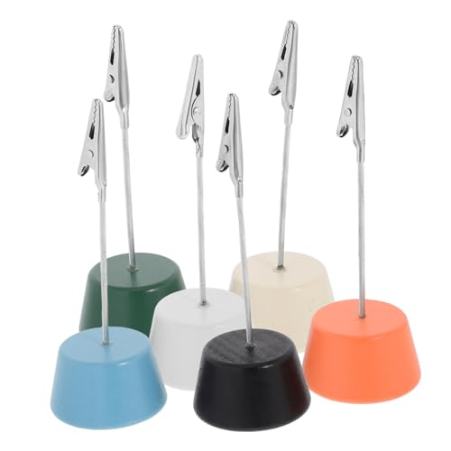 HOMSFOU 6 Stück Holzhalter -kartenclip Menücliphalter Foto-memo-clip Hochzeitstischnummern Freistehende Tischkartenhalter Für Den Tisch Tischbildhalter Rostfreier Stahl von HOMSFOU