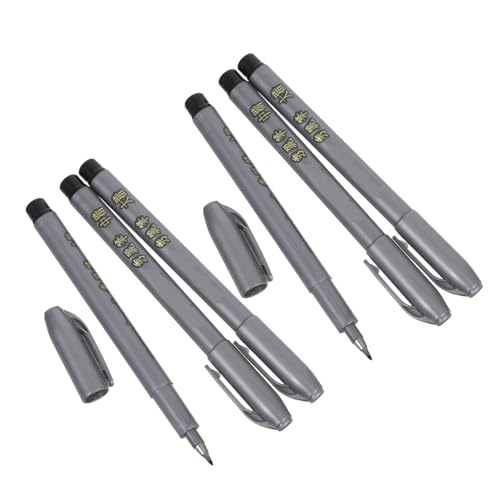 HOMSFOU 6 Stück Kalligraphie-Stift Füllfederhalter Chinesischer Kalligraphiepinsel Schreibpinsel chinesisch Kalligraphiestift mit weicher Spitze Kalligraphie kleiner Pinsel pp Silber von HOMSFOU