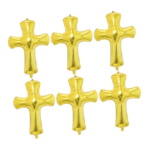 HOMSFOU 6 Stück Kreuzballon Luft Kreuzfolienballon bunt taufen Babyparty -Herzstück Oh für Ballons überqueren Partydekorationen Ballondekorations -Kit Aluminiumfolie Golden von HOMSFOU