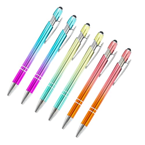 HOMSFOU 6 Stück Kugelschreiber aus Aluminium Touchpen Farbverlauf Multifunktionale Schreibgeräte für Schüler und Bürobedarf Ergonomisch und Stabil von HOMSFOU