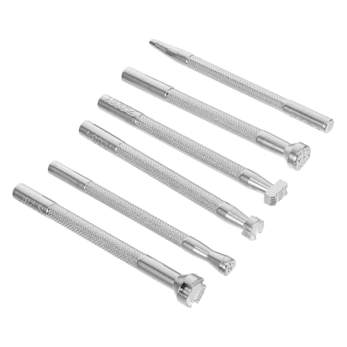HOMSFOU 6 Stück Lederdruckwerkzeuge Leder Arbeitsset Metallstempel Lederhandwerksprägung Stempel-Schnitzset Metall -Stempelkit Stempelset Stempelschnitzwerkzeuge legierter Stahl Silber HOMSFOU 6 Stück Lederdruckwerkzeuge Leder Arbeitsset Metallstempel Lederhandwerksprägung Stempel-Schnitzset Metall -Stempelkit Stempelset Stempelschnitzwerkzeuge legierter Stahl Silber von HOMSFOU