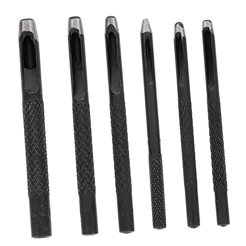 HOMSFOU 6 Stück Locher Schnalle Taille Professional Werkzeug Puncher Gürtelloch Gürtel Hohler Stempel Lederstanze Ösenausrüstung Lochschneider Für Leder Stahl Black von HOMSFOU