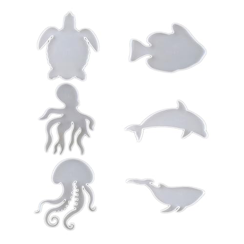HOMSFOU 6 Stück Meeres tiere Schimmel epoxidharz Schildkröte Harzform Bonbonformen Silikon Harzformen für Untersetzer Epoxidformen Silikon Fondantform Kieselgel Weiß von HOMSFOU