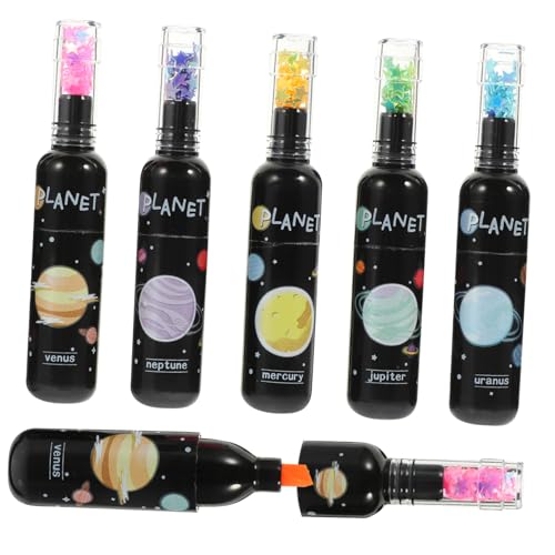 HOMSFOU 6 Stück Planet Highlighter für Lustige Marker Verschiedenen Farben für Schule und Kreative Projekte Schadstofffrei und Langlebig von HOMSFOU