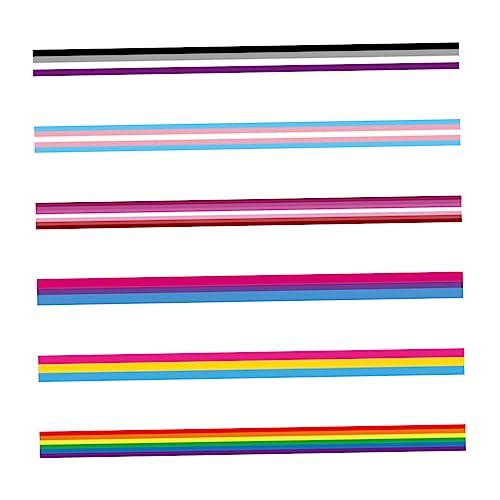 HOMSFOU 6 Stück Regenbogenflaggen Stirnband Farbiges Pride Flaggenband Regenbogenband Für Gay Pride Band Großes Band Chiffonband Regenbogenstreifenband Lesbisches Stoffband Buntes von HOMSFOU