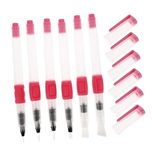HOMSFOU 6 Stück Skizzenpinsel Kunst Aquarellstifte Klein Nachfüllbar Zahlenlöslicher Pinsel Detailpinsel Malerpinsel Wassermalstift Handzeichenpinsel Kunststoff Rosa von HOMSFOU