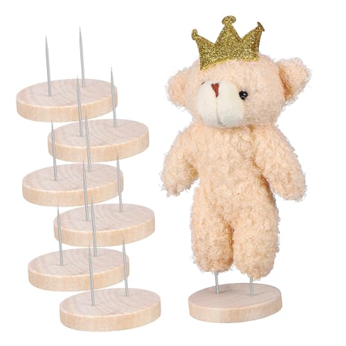 HOMSFOU 6 Stück Strickpuppenbasis Puppe steht Unterstützung Displayhalter Inhaber Puppenregal Puppenhalterständer Häkelpuppen stehen Handgefertigter Puppenständer hölzern von HOMSFOU