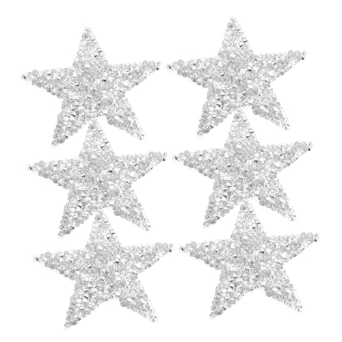 HOMSFOU 6 Stück Teiliges Bügelstern Patches mit Strasssteinen Glänzende Aufnäher für DIY Kleidung Vielseitig und Leder Kreative Stern applikationen für Partys und Festliche Anlässe von HOMSFOU