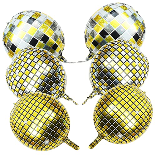HOMSFOU 6 Stück Teiliges Disco Ballon Folienballons für Themenpartys Geburtstagsdekorationen Gold Silber und Schwarz für Cake Topper und Raumdekoration von HOMSFOU