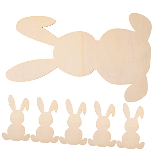HOMSFOU 6 Stück Teiliges Holzscheiben Hasenform Blanko DIY Holzstücke zum Bemalen Basteln Dekoration und Erwachsene Holz Hasenausschnitte für Kreative Osterdeko von HOMSFOU