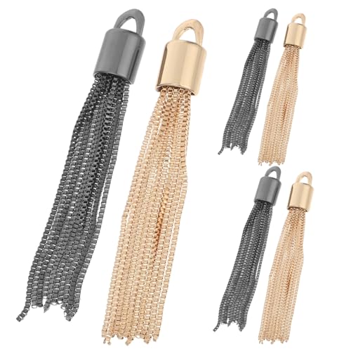 HOMSFOU 6 Stück Teiliges Mini Metall Quasten Anhänger für Taschen Schlüsselanhänger DIY Schmuckherstellung Charm Bag Pendant in Hellgold und Gunmetal Langlebige Legierungsschmuck Zubehör von HOMSFOU