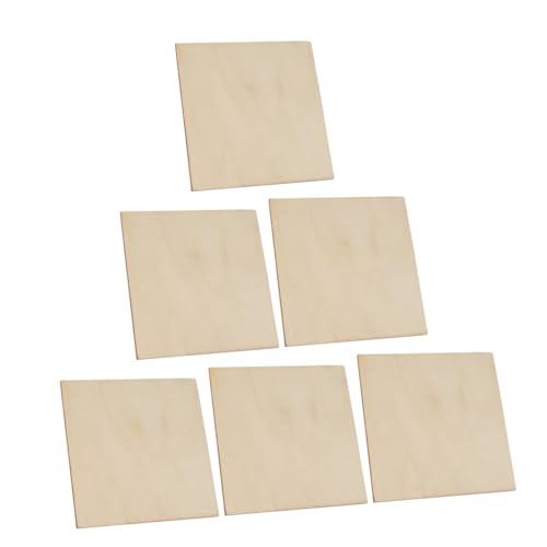 HOMSFOU 6 Stück Teiliges Quadratische Holzplatten Naturbelassen Glatt DIY Bastelholz für Handarbeit Holztafeln zum Bemalen und Beschriften für Kreative Projekte mit Familie und Freunden von HOMSFOU