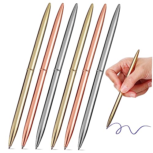 HOMSFOU 6 Stück Teiliges Set Metall Kugelschreiber in Gold Roségold und Silber Ergonomische und Tragbare Schreibgeräte für Büro Schule und Studium Schreibzubehör für Schüler und Lehrer von HOMSFOU