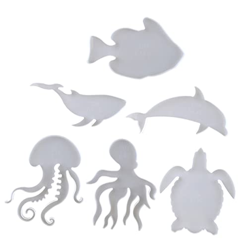 HOMSFOU 6 Stück Teiliges Silikon Gießform Meeres Thema für Diy Untersetzer Flexible und Wiederverwendbare Bastelformen Hochwertigem Silikon für Epoxidharz Gießen und Kreative Projekte von HOMSFOU