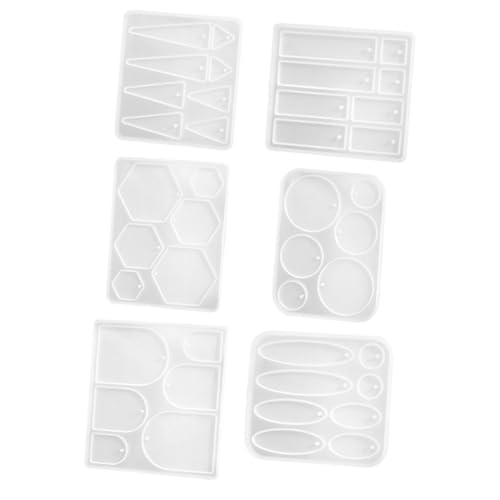 HOMSFOU 6 Stück Teiliges Silikon Mold für Schmuckherstellung Geometrische Ohrstecker und Anhänger für Diy Projekte mit Epoxidharz und Kunststoffen Wiederverwendbar Einfach zu Entformen von HOMSFOU