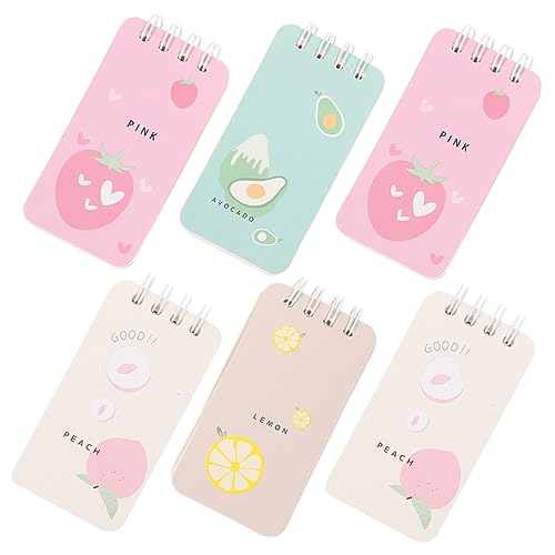 HOMSFOU 6 Stück Tragbare Spiral Notizblöcke Praktische Memo Pads für Schule Büro und Zuhause für Listen und Erinnerungen Mini Notizbuch im Fruchtigen Design von HOMSFOU