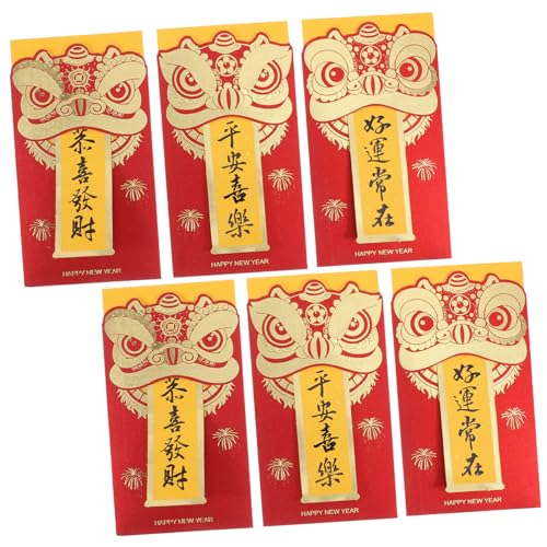 HOMSFOU 6 Stück Umschlagbeutel Geldumschläge Für Bargeld Geburtstag Umschlag Hochzeitsgeldumschläge Neues Jahr Red Envelope -tasche Chinesische Neujahrsgeldumschläge Geldhalter Papier Rot von HOMSFOU