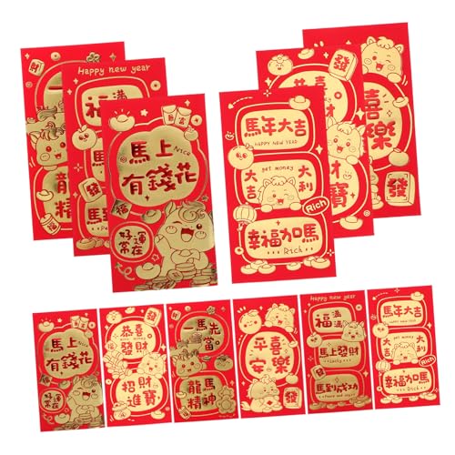 HOMSFOU 60 Stück Chinesische Neujahrsumschläge Rote Pferd-jahr Umschläge Hongbao für Frühlingsfest Glücksbringer Geschenkumschläge für Geld und Grußkarten von HOMSFOU