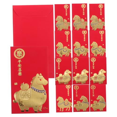 HOMSFOU 60 Stück Chinesische Rote Umschläge mit Pferde-motiv Traditionelle Geldtaschen für Frühlingsfest Hochzeiten und Festliche Anlässe Große Kapazität Symbol für Erfolg und Wohlstand von HOMSFOU