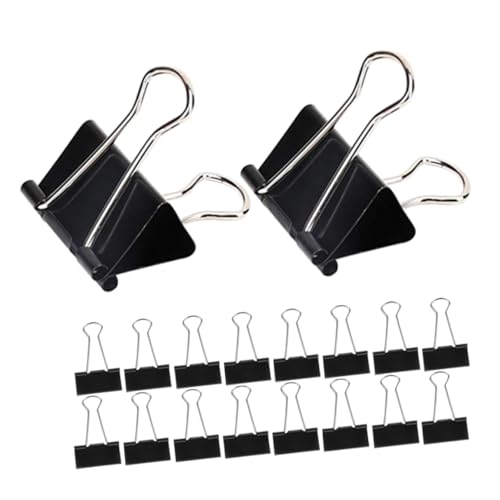 HOMSFOU 60 Stück Große Schwarze Metall Büroklammern Starke Foldback Klammern für Dokumentenmanagement Wiederverwendbare Papierhalter für Akten Rechnungen und Unterlagen von HOMSFOU