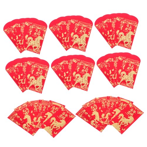 HOMSFOU 60 Stück Rote Umschläge Neujahr Jahr Des Pferdes Chinesische Glücksumschläge mit Goldprägung für Frühlingsfest Hochzeit Geburtstag Stabile Papierqualität Festliche Muster von HOMSFOU