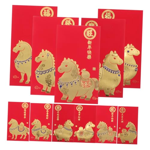 HOMSFOU 60 Stück Rote Umschläge Zum Jahr Des Pferdes Chinesisches Neujahr Chinesische Geldumschläge Neujahrsgeldumschläge Roter Feiertagsumschlag Traditionelles Geldumschlagpapier von HOMSFOU