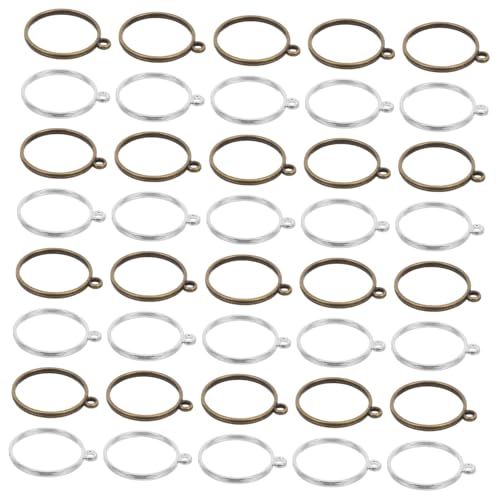HOMSFOU 60 Stück Runde Offene Lünette Anhänger aus Legierung Hohler Rahmen für Resin Schmuck DIY Vielseitige Charms für Halskette Ohrringe Armband Robuste Schmuckzubehör für Bastelanfänger von HOMSFOU