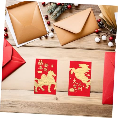 HOMSFOU 60 Stück Teiliges Chinesische Glücksgeldumschläge Jahr Des Pferdes Stabile Papierumschläge mit Glatter Oberfläche Langlebig und Reißfest für Frühlingsfest und Neujahrsfeiern von HOMSFOU