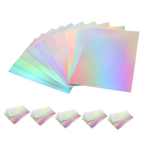HOMSFOU 60 Stück Teiliges Metallic Mirror Cardstock Papier Holografisches Origami Folienpapier Vielseitig für Scrapbooking Kartenherstellung und DIY Kinderbasteln Glänzend Farbintensiv von HOMSFOU
