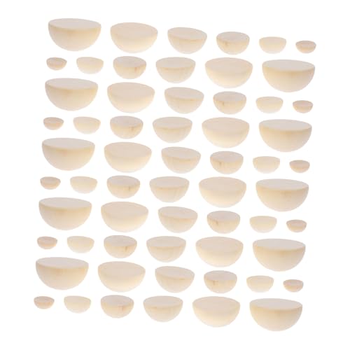 HOMSFOU 60 Stück Zubehör für Holzperlen DIY-Perlen unvollendete halbe Bastelperlen halbe Bastelbälle halbrunde Holzperlen natürliche halbe Holzkugeln runde halbe Holzkugeln Beige von HOMSFOU