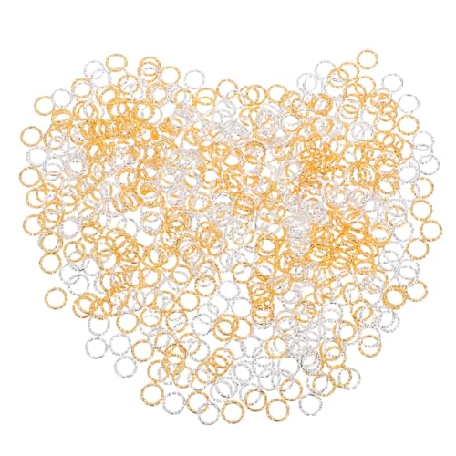 HOMSFOU 600 Stück DIY Schmuckverbinder Gedrehte Offene Sprungringe Facettierte Metallringe Gold Silber Für Ohrringe Armbänder Halsketten Herstellung von HOMSFOU