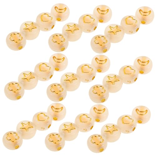 HOMSFOU 600 Stück Leuchtende Acrylperlen Mond Stern Herz Blüte Flache Runde Abstandshalter Langlebig Leicht für DIY Schmuckherstellung Armbänder Halsketten Handgefertigte Accessoires von HOMSFOU