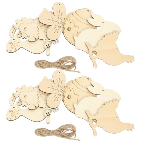 HOMSFOU 60Stücke Dekoration Holzscheiben Hängende Ostermotive DIY Holzausschnitte für Kreative Bastelprojekte für Ostern und Partys von HOMSFOU