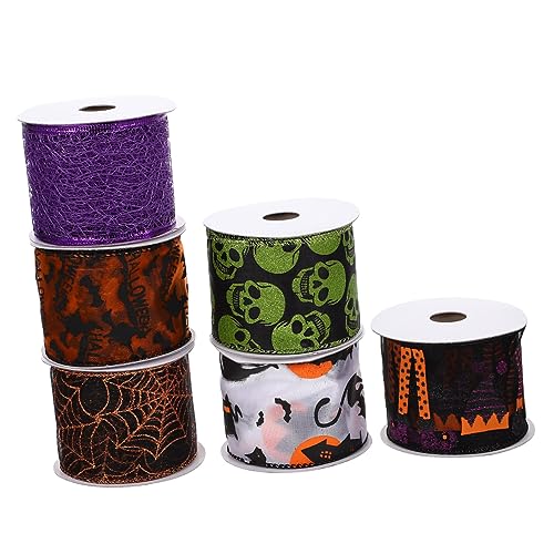 HOMSFOU 6Rollen Teiliges Halloween Geschenkband Dekorative Bänder Für DIY Und Partys Vielseitig Einsetzbar Für Kuchen Haaraccessoires Und Mehr von HOMSFOU