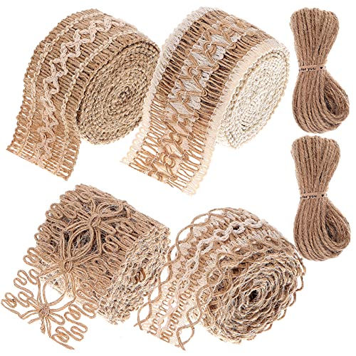 HOMSFOU 6Rollen Vintage Spitzenband Dekoband Juteband Für DIY Bastelprojekte Hochzeiten Und Dekorationen Vielseitig Einsetzbar Rustikales Design von HOMSFOU
