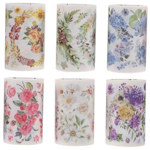 HOMSFOU 6Rollen Washi Tape Dekoratives Klebeband für DIY Scrapbooking und Journaling Vielseitige Designs für Kreative Projekte pro Rolle von HOMSFOU