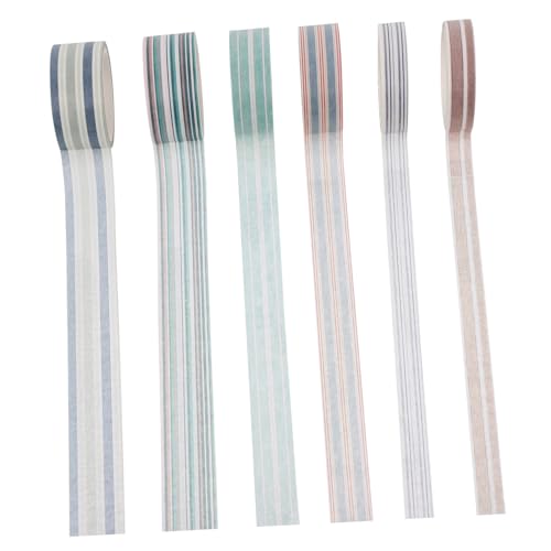 HOMSFOU 6Rollen Washi Tape Premium Dekoratives Klebeband mit Streifen für Notizbuch Scrapbooking Geschenkverpackung und DIY Kunstprojekte von HOMSFOU