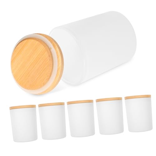 HOMSFOU 6Sätze Glaskerzenbecher mit Bambusdeckel Leere Kerzengläser für DIY Kerzenherstellung und Lagerung von Langlebig und Praktisch für Salben Tees von HOMSFOU