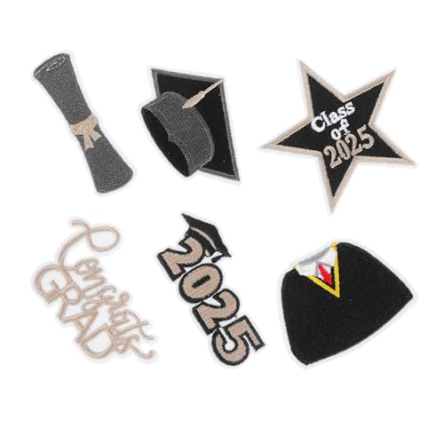 HOMSFOU 6pcs Stylish Graduation Applique Eisen Auf Flecken Abschlussflecken Für Jacken Eisen Auf Gestickten Flecken Eisen Auf Flecken von HOMSFOU