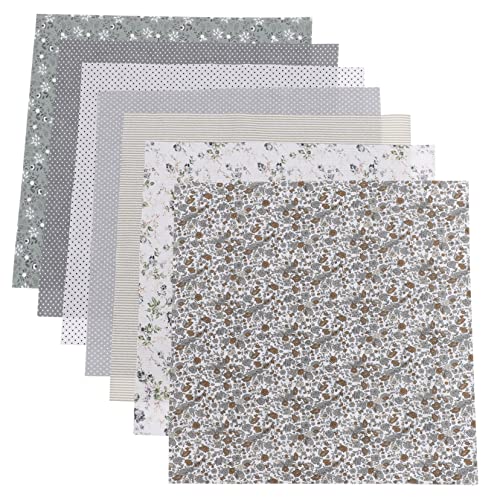 HOMSFOU 7 Stück Stoffbündel Patchwork Nähtuch aus Baumwolle Steppstoff aus Baumwolle Musselin Material Decke Nähen Baumwollstoff quadratisch Quadrate aus Baumwollstoff Grey von HOMSFOU