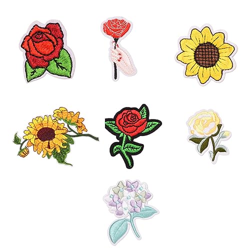HOMSFOU 7 Stück Teiliges Blumenstickerei Patches zum Aufnähen Flicken für Kleidung Taschen und Einfach Anzubringen zur Individualisierung und Reparatur von HOMSFOU