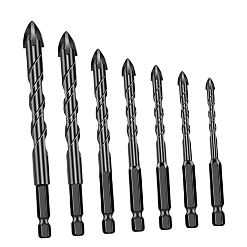 HOMSFOU 7 Stück Teiliges Bohrer Zubehörset mit Hartmetallbohrern für Präzise Holz Keramik und Spiralbohrer für Vielseitige Anwendungen von HOMSFOU